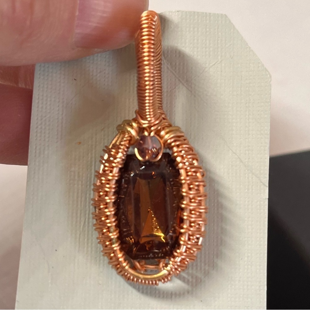 Artisan Copper and Brown Wire Wrapped Necklace